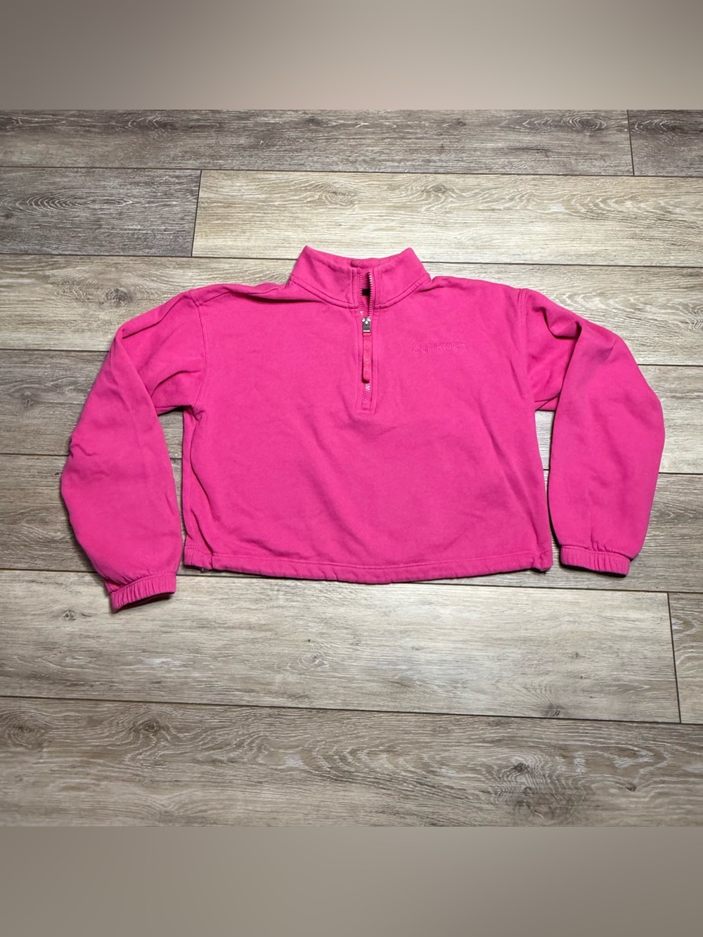 Calvin Klein Performance Hot Pink Cropped Quarter Zip Sweatshirt S